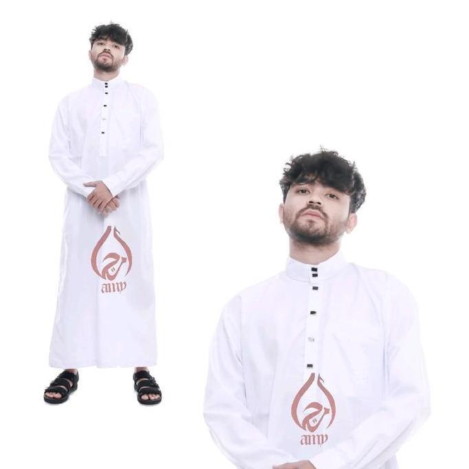 Wekup Jubah Embos Pria Dewasa Jubah Sultan Muslim Panjang Hitam Putih Gamis