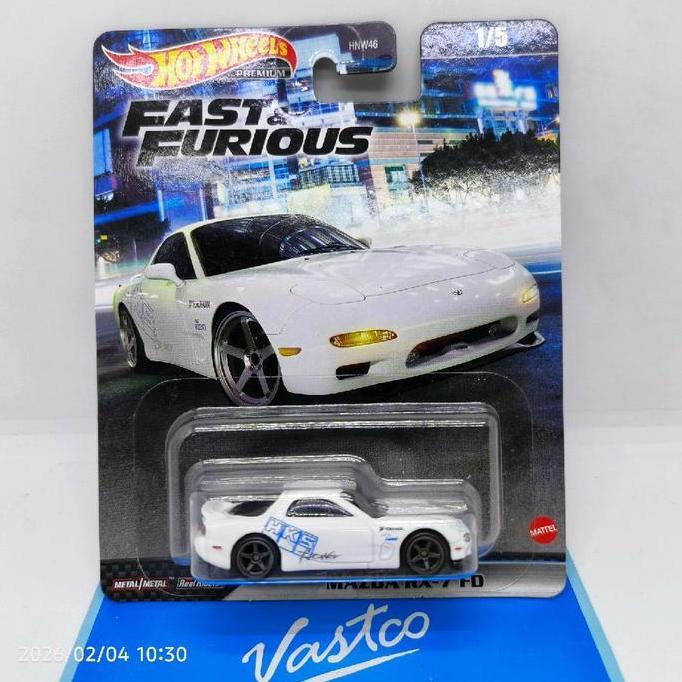 Hot Wheels Fast & Furious Mazda RX-7 FD HKS Putih White Hotwheels Premium Ban Karet HKD22 Toy Diecas
