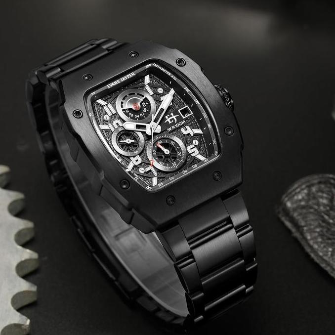 Cloknlok- Evans Jayden Jam Tangan Pria 9612 Rantai Kaca Sapphire Chronograph Water Resistant 10 Atm