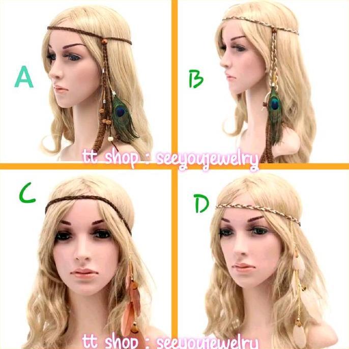 Capelli- Headband Hiasan Rambut Bulu Indian / Hiasan Kepala Bohemian / Boho Bulu Merak
