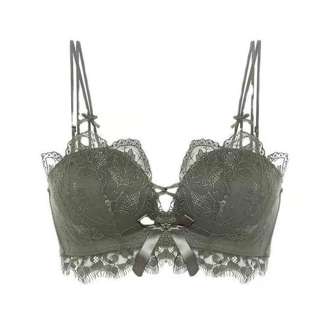 Wagee- Queen Dom'S Bra Hantaran Push Up Busa Wanita Sweety Renda Pita Motif Daun Bra Seamless 9030 I