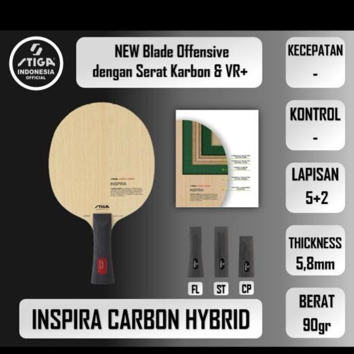Bat Pingpong New STIGA INSPIRA Hybrid carbon - ITTF Approved Original