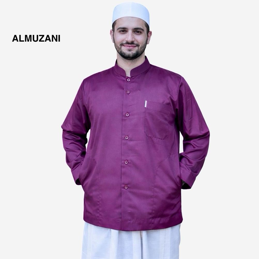TERBARU ALMUZANI Baju Koko Saku Samping Kerah Sanghai Muslim Pria Dewasa