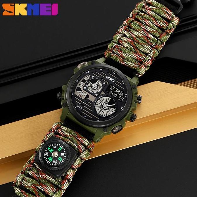 Cloknlok- Jam Tangan Pria Analog-Digital Sport Tahan Air Tali Nilon Skmei 2202