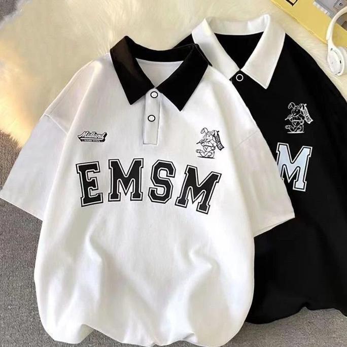 Kaos Kerah Oversize " EMSM " Polo Shirt Jumbo ( S - 6XL ) KAOS Kerah Kombinasi XXXXXXL