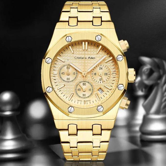 Cloknlok- Cristiano Aillen Jam Tangan Pria 0833 Rantai Stainless Steel Kaca Sapphire Chronograph Wat