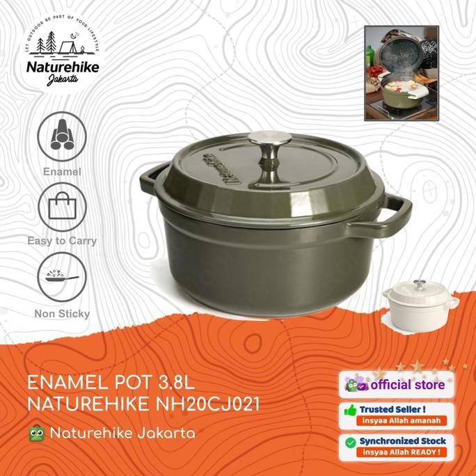 TERMURAH - ENAMEL POT 38L NATUREHIKE NH20CJ021 PANCI NESTING COOKING SET CAMPING