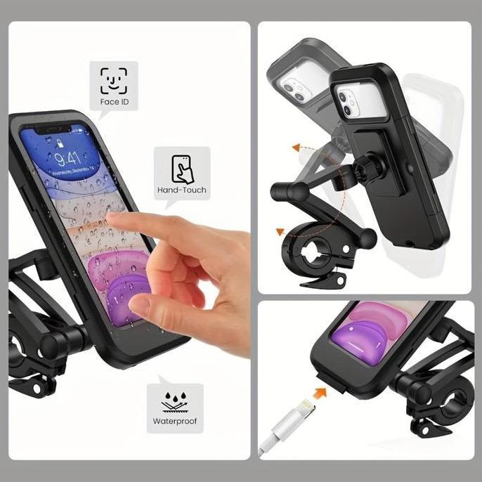 Dudukan Ponsel Tahan Air Untuk Sepeda Motor Dan Sepeda Dudukan GPS Berputar 360 Yang Dapat Disesuaik