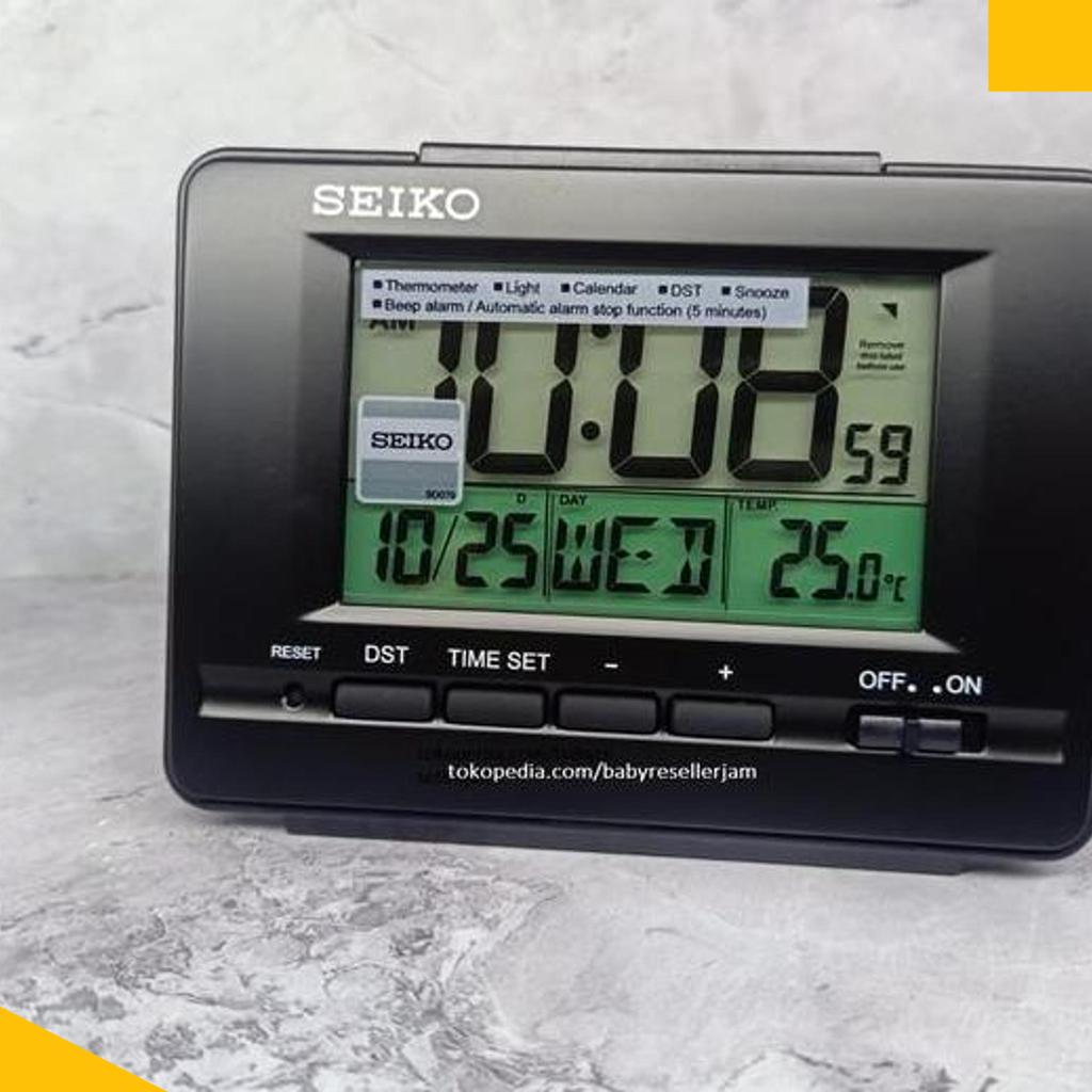 Jam Meja Weker Beker Seiko Japan Digital Qhl078K Qhl072 Black Original