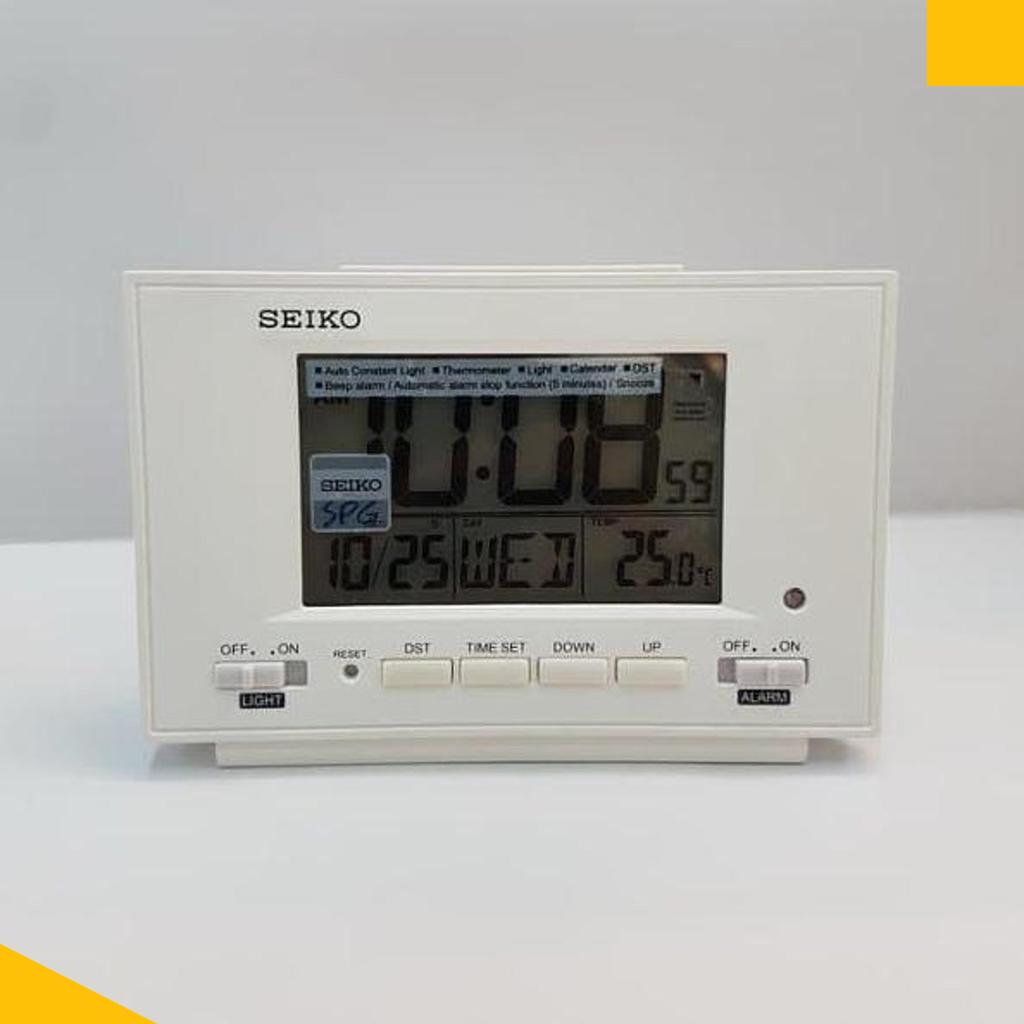 Jam Digital Meja Seiko Qhl075W Putih Jam Weker Seiko