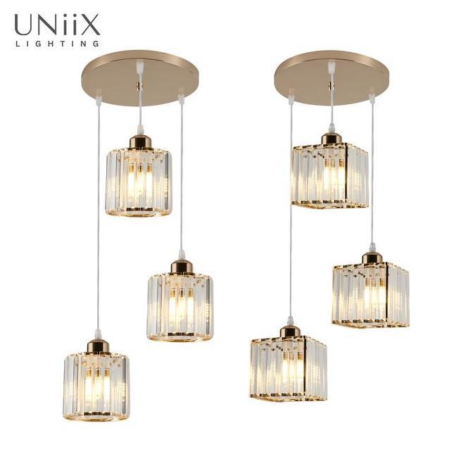 Ready UNiiX - LG8015 | Lampu Gantung Meja Makan Lampu Gantung Hias Kristal Meja Makan Cabang 3 Lampu