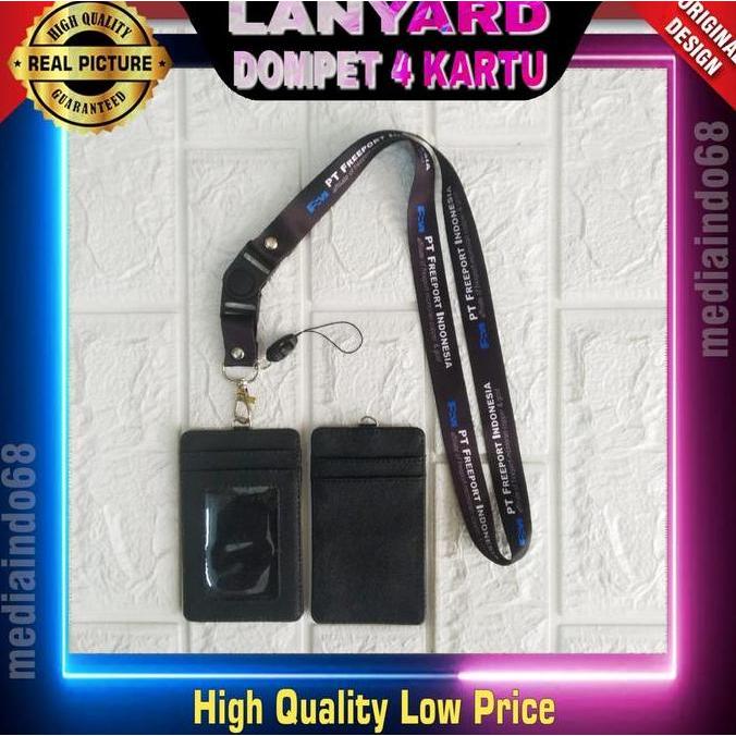 PT. FREEPORT INDONESIA Lanyard / Tali Gantungan ID Card - Dompet 4 Kartu, Free Strap ID, HP/Flashdis
