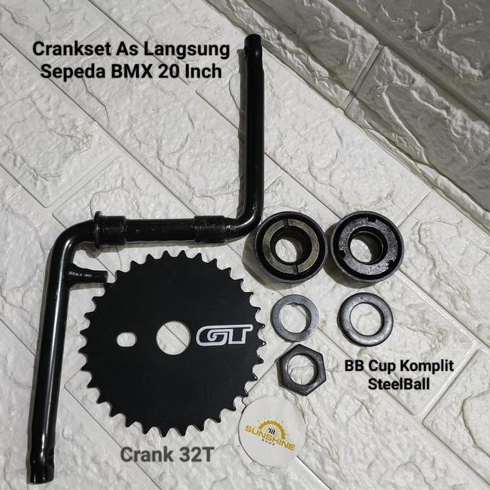 Crank 32T Crankset Sepeda BMX 20 Gir Tengah As Langsung BB Besar Full Set ChainRing GT 32T