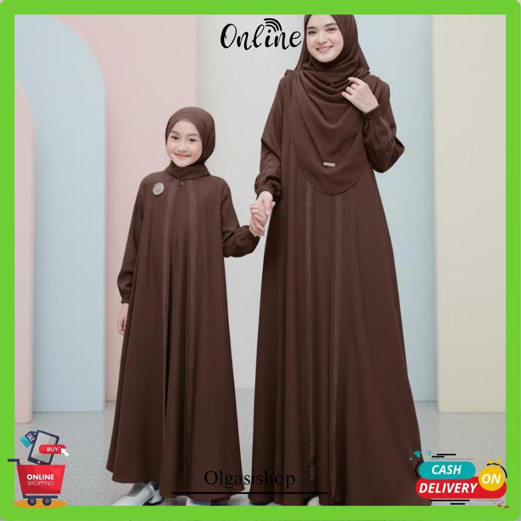 Gamis  Abaya Couple Ibu Dan Anak Perempuan Warna Putih Terbaru Cocok Jalan & Acara Formal Ready Stoc