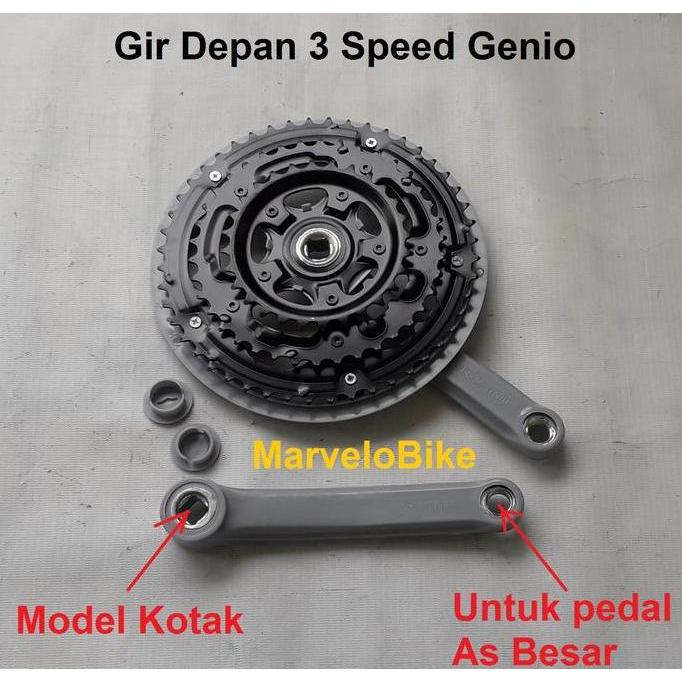 Crank Gir Depan Sepeda MTB Federal Balap 3 Speed 28-38-48T Genio