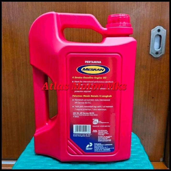 BEST DEAL [4LITER] OLI MESIN PERTAMINA MESRAN SAE 40 PELUMAS MESIN BENSIN - 4 LITER 