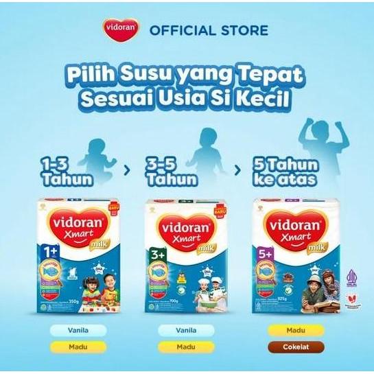 Gyunyu- (Harga 1 Pc) Vidoran Xmart 1+ 3+ Rasa Vanila Madu 900 Gr Susu Bubuk Bayi Bebas Gula Lactogro