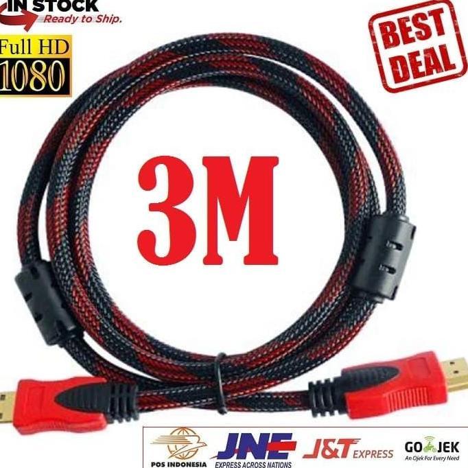 Lansungkirim- Kabel Monitor Hdmi 3 Meter Jaring 3M M-Tech