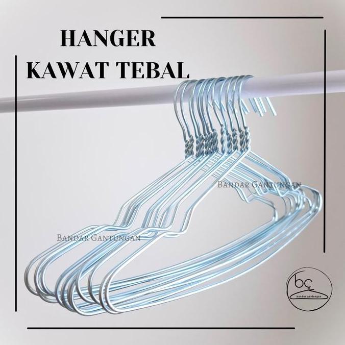 TERLARIS!! 1 LUSIN HANGER KAWAT BAJU BESI TEBAL / GANTUNGAN BAJU BESI HANGER KAWAT BAJU DEWASA  - LS