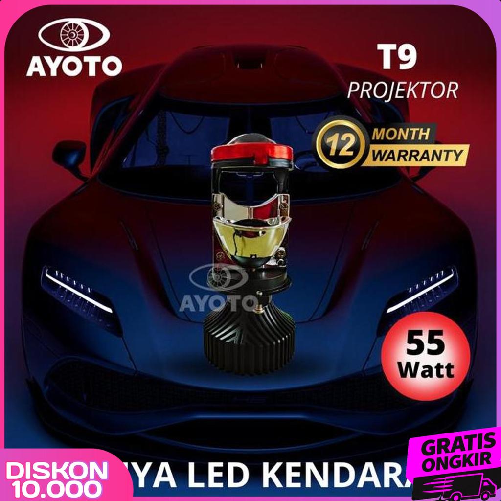 Ayoto Lampu Soket H4 Projie, T9-H4, Warna Putih, Garansi 1 Tahun Car Car