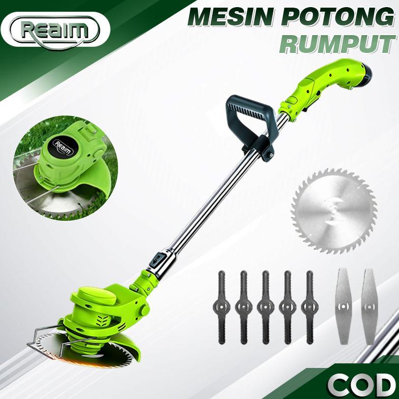 Reaim Mesin Potong Rumput Baterai 388V Mesin Pemotong Rumput Elektrik Alat Pemotong Rumput