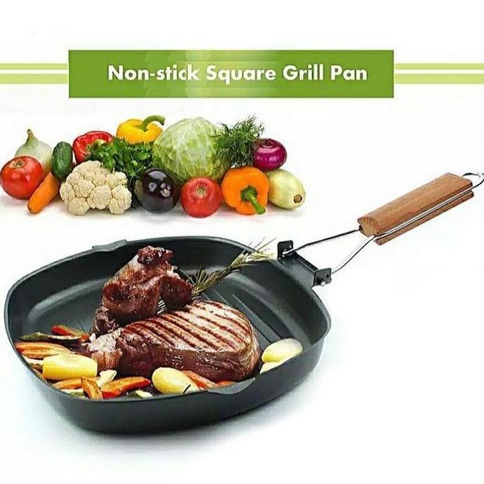 PHLOX Wajan BBQ Anti Lengket Bentuk Kotak Pemanggang Bakaran Sate Serbaguna / Grill Pan bbq Alat Baj