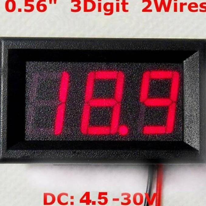 Digital Voltmeter Mini waterproof Dengan Frame V DC 2 kabel