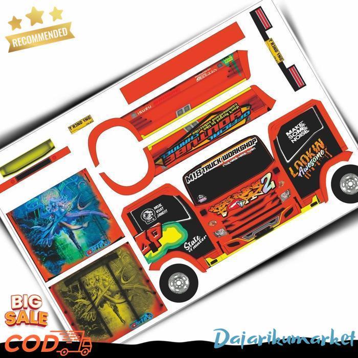 Pola Stiker Miniatur Truk Oleng Isuzu Giga Trending Topic 02 (45 Cm)