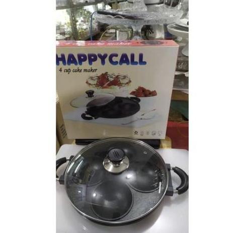 TERBARU - Cetakan Kue Serabi Happy Call / HC 4 Lubang Cekung Aluminium Teflon