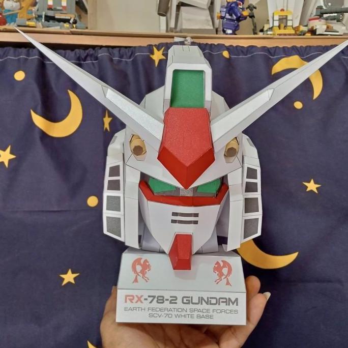 (Mainan Kertas) Papercraft Gundam RX-78-2 Head Big Bust Normal Color 18cm