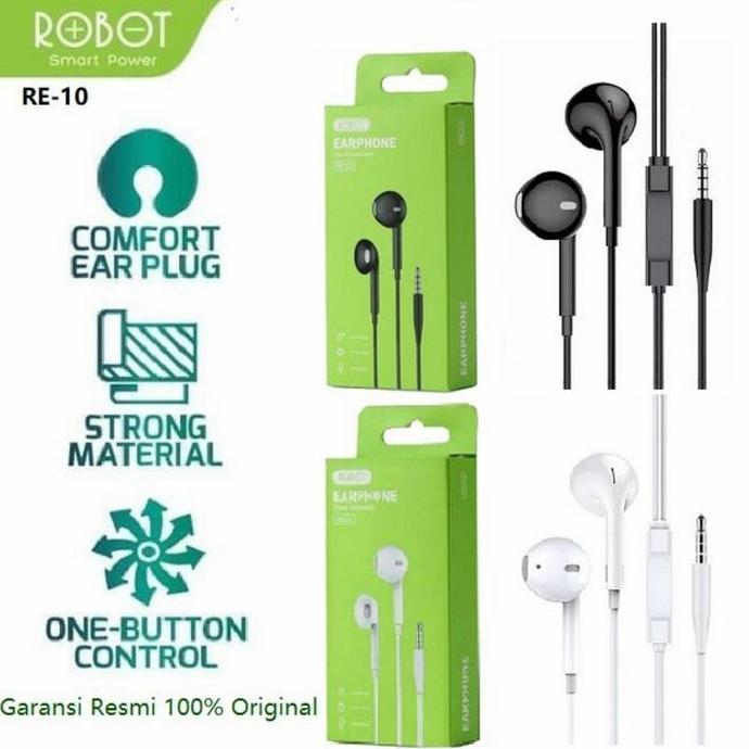 Earphone Robot RE10 Headset Semi In-Ear - Robot RE-10 Headset Bass Mic