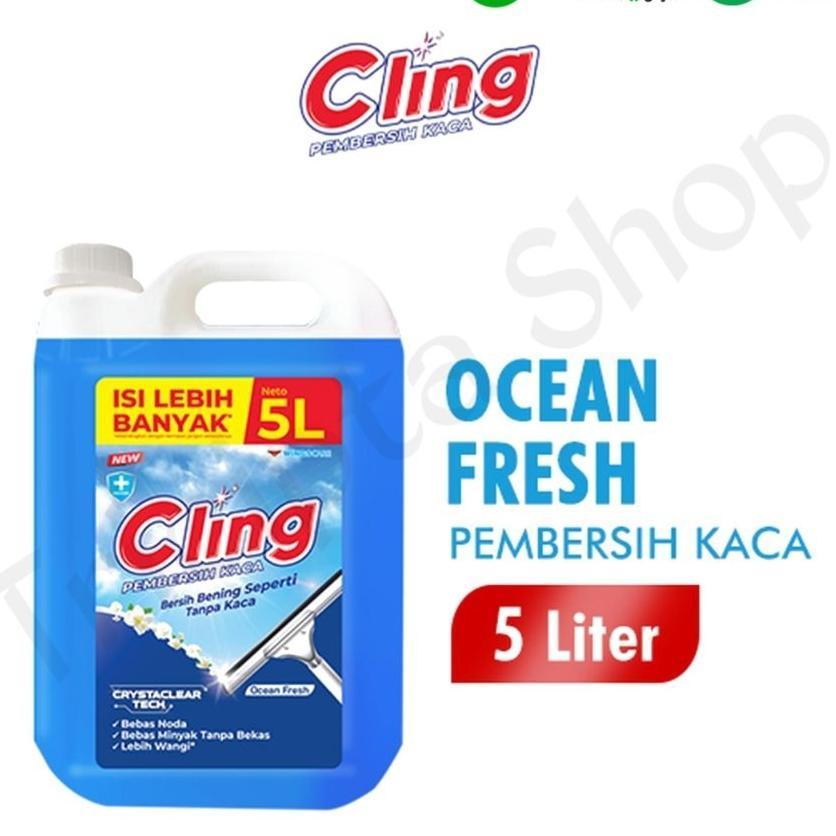 Cling Pembersih Kaca Jerigen 5 Liter Ocean Fresh