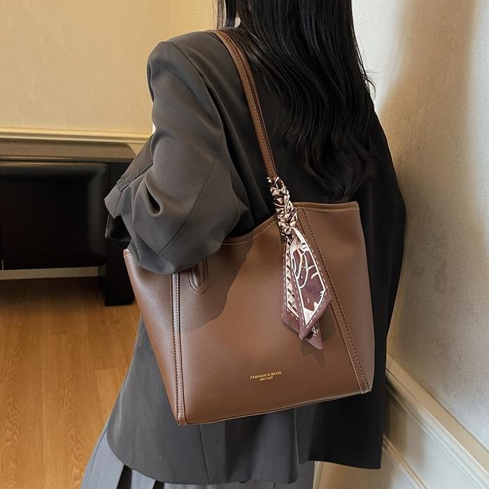 Zyha Tas Tote Kulit Asli Wanita / Tas Sandang Kulit Besar