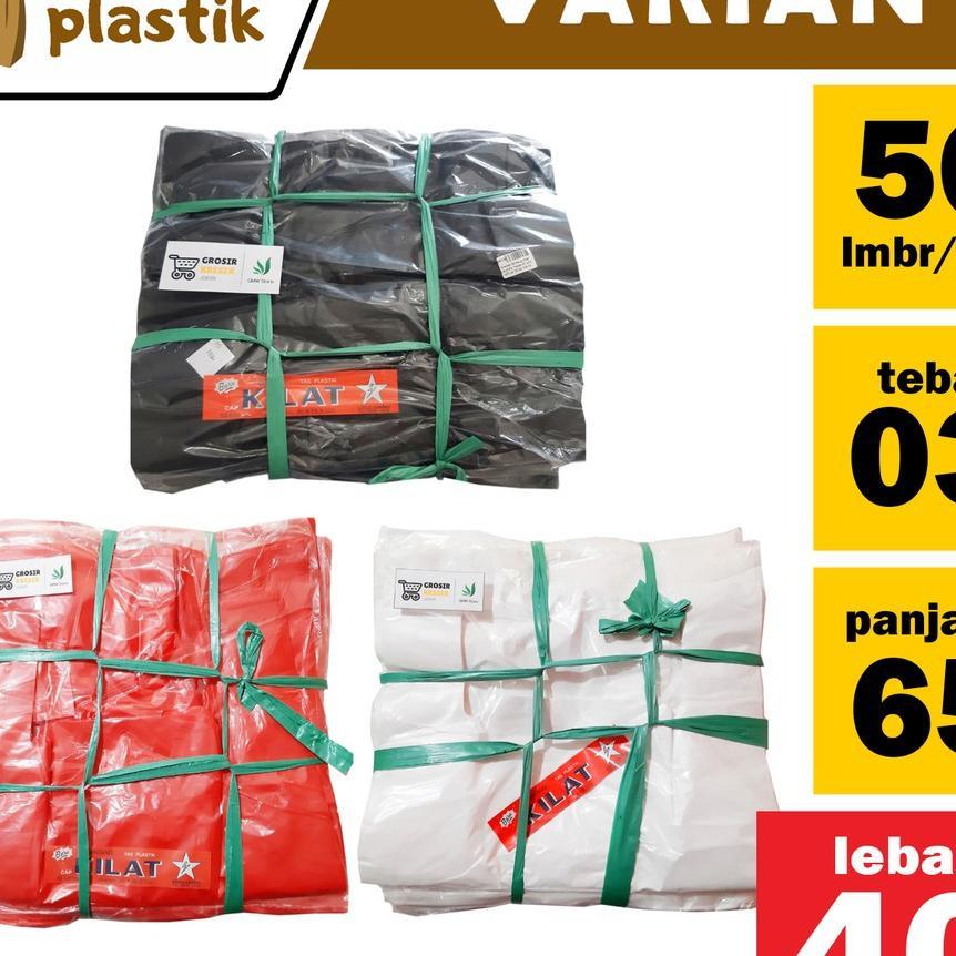 Kantong Kresek Bintang Kilat 40X65X03 Isi 50 Lembar Warna Hitam Merah Putih Kresek Laundry Tebal A15
