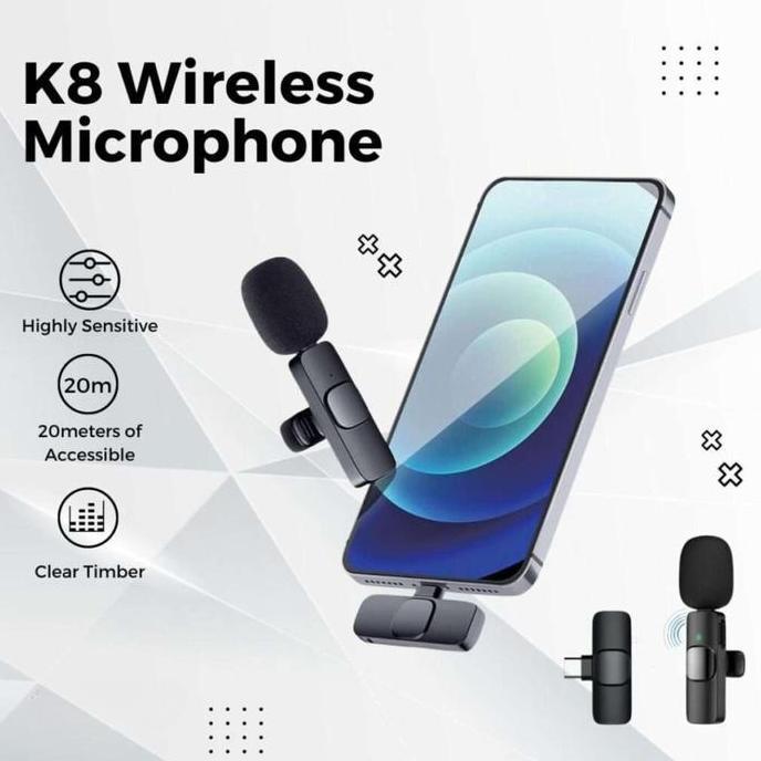 Omagoedang - Mic Wireless K8 Type-C Clip-On 1 Mic Rechargeable Mikrofon Nirkabel Praktis Kualitas Su