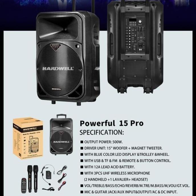 Speaker 15 Inch Aktif Hardwell Power Full 15 Pro Original Portable