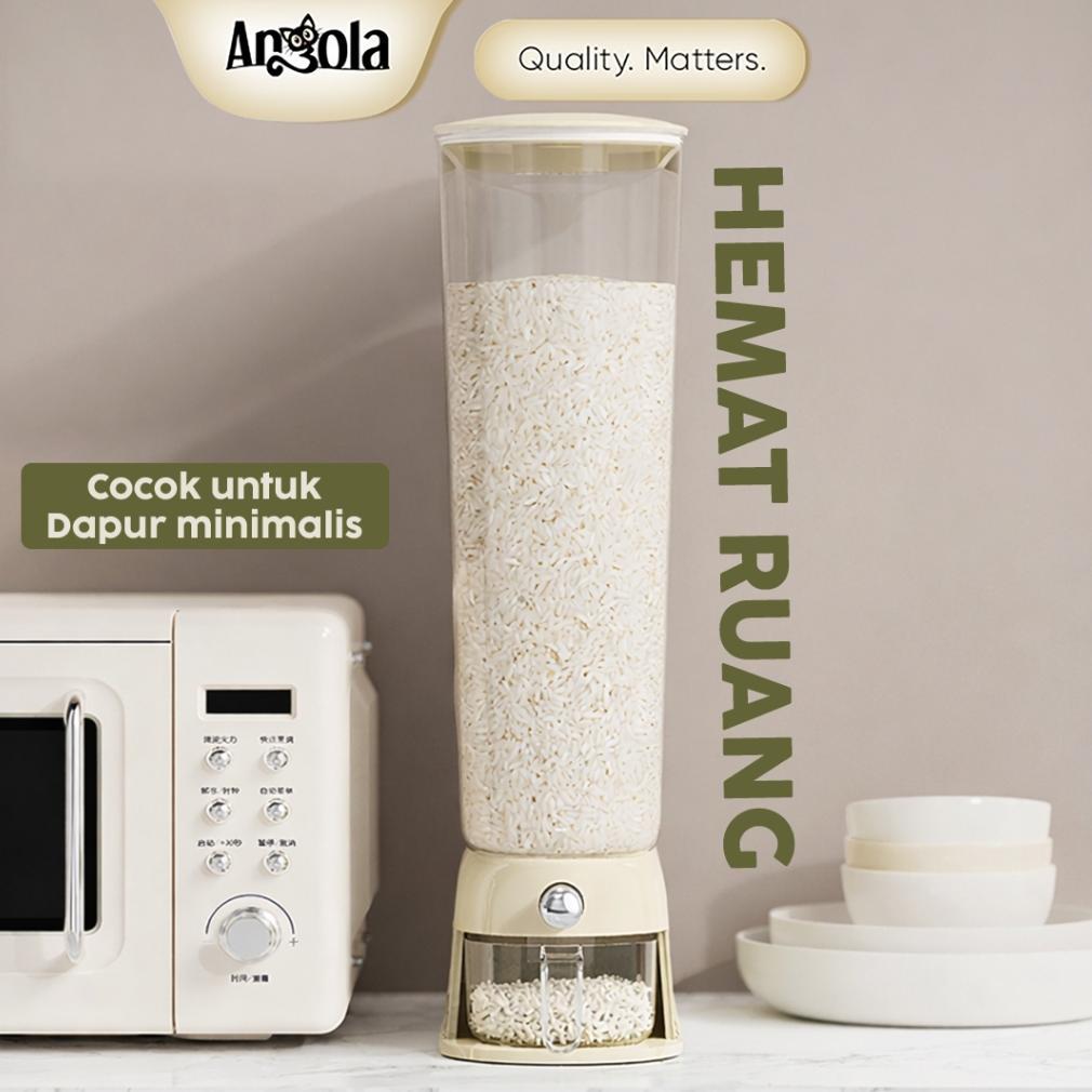 ANGOLA Dispenser Beras Otomatis 6KG-12KG E89A-E90A Tempat Penyimpanan Beras Food Grade Anti Kutu