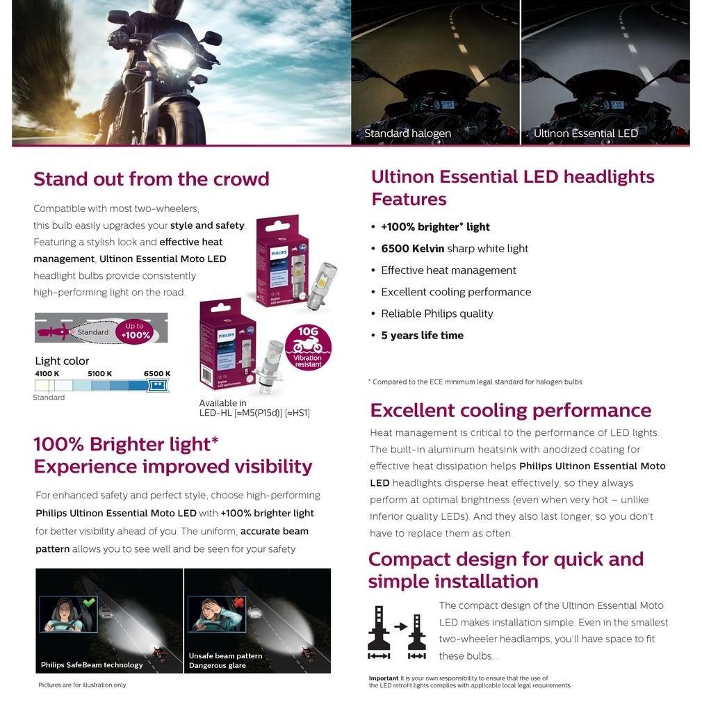 BESTPROMO ORIGINAL 100% Lampu depan LED philips m5 Lampu Depan Motor LED PHILIPS 2 Sisi Arus Wajib D