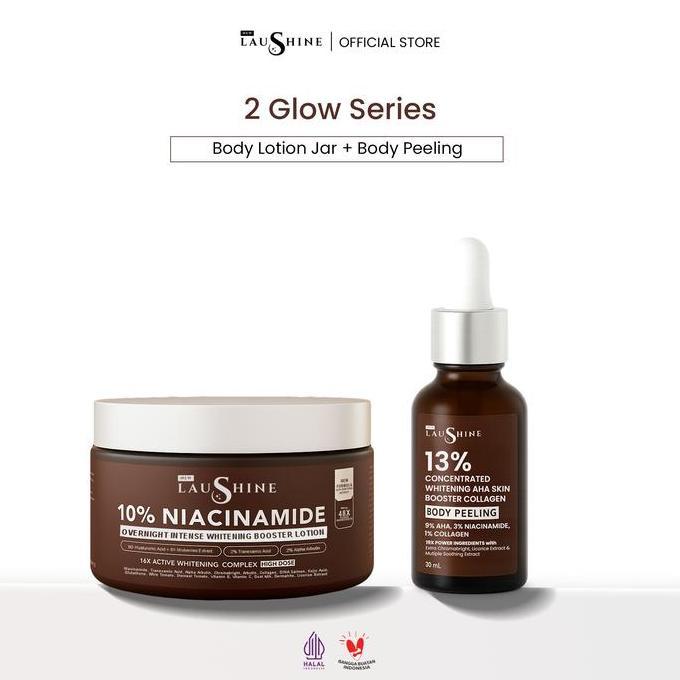 Kliolangpara - Laushine Couple Glow Up-Bundling Body Lotion Jar + Skin Booster Body Peeling 13% Conc
