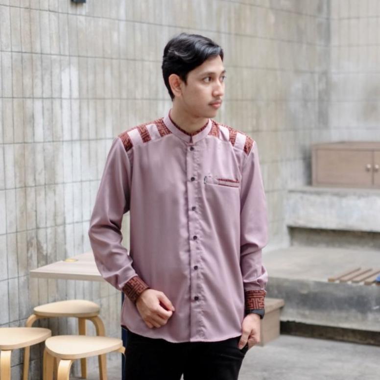 TERBARU Baju Koko Pria Lengan Panjang Warna Putih Baju Koko El Rumi Terbaru Koko Kombinasi Batik