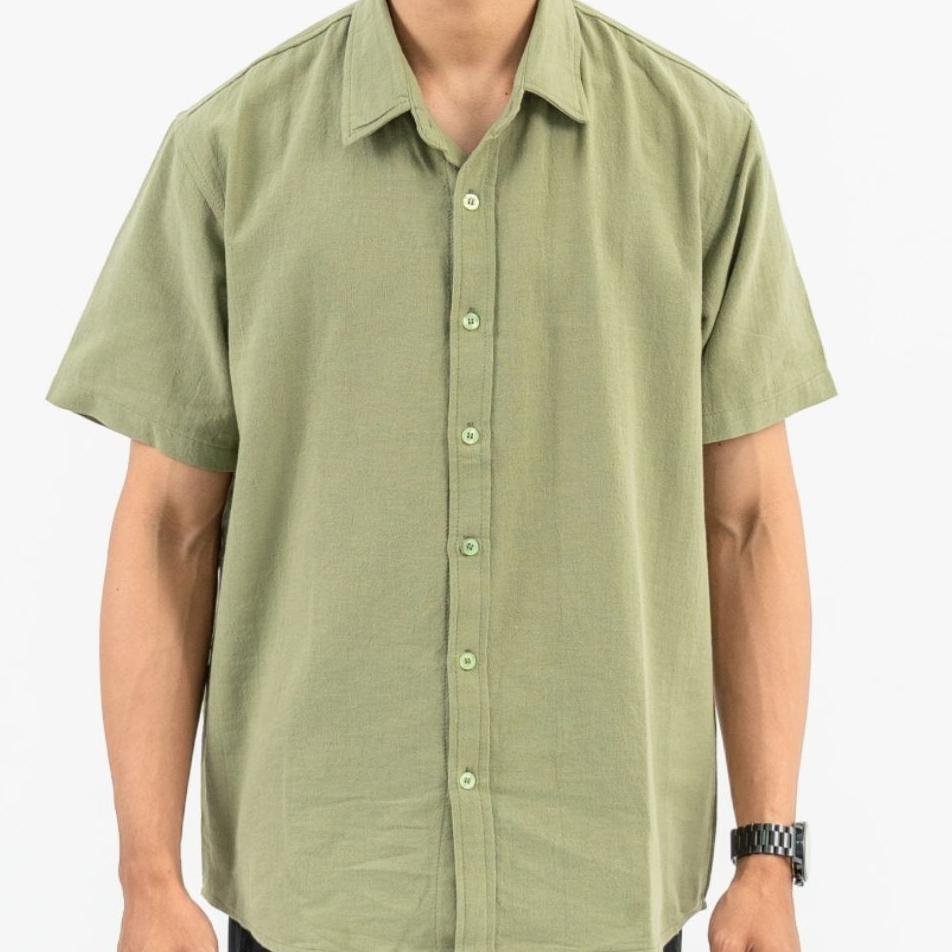 Kemeja Pria Lengan Pendek Linen Basic