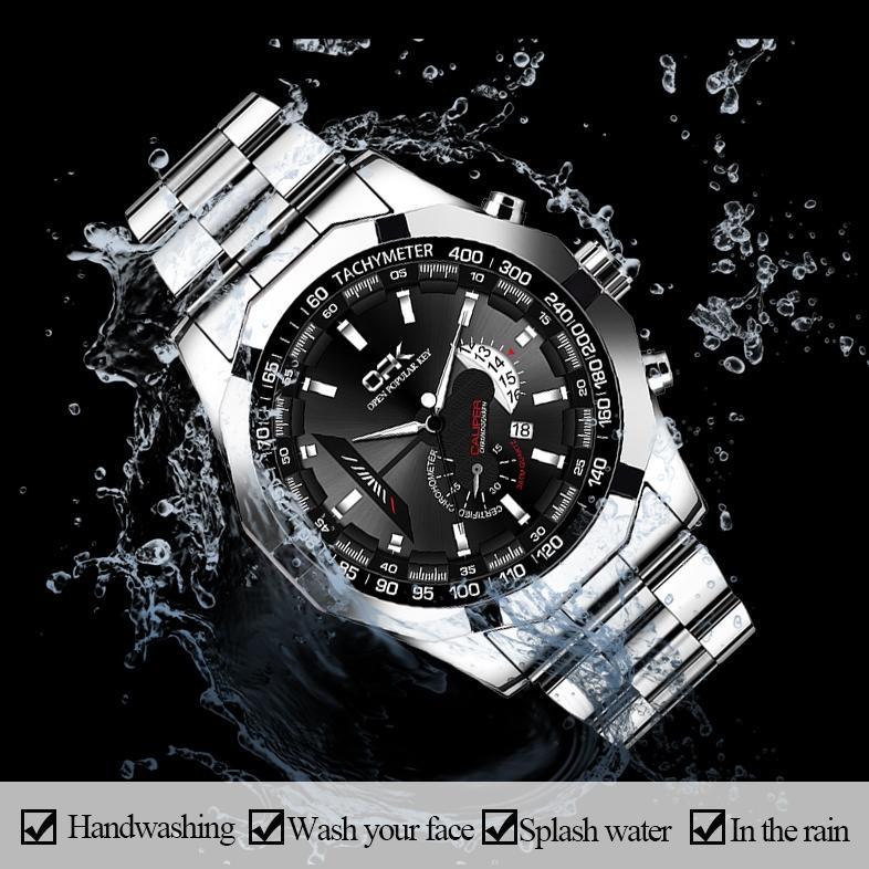 CUCI GUDANG OPK JAM TANGAN PRIA ANTI AIR ORIGINAL RANTAI ANALOG CHAIN STAINLESS TAHAN BISNIS KUARSA 