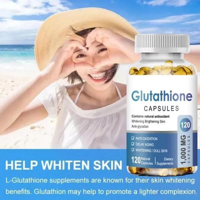 Utsukushi- 120 Kapsul Glutathione Kapsul Pemutih Kulit / Glutathione Skin Pemutih Badan Permanen / G