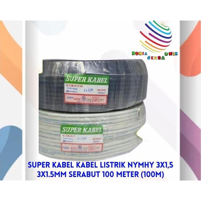PHLOX SUPER KABEL Kabel Listrik NYMHY 3x1,5 3x1.5mm Serabut 100 Meter (100M)
