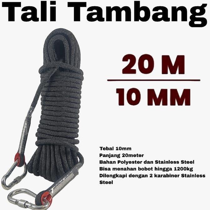 Tali Tambang 10mm Tali Panjat Tebing Polyester 20 Meter