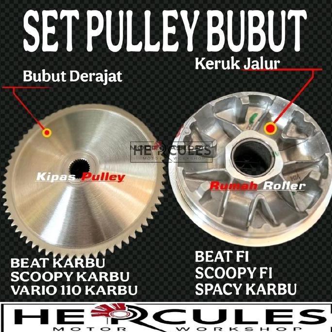 Motor Set Pulley Bubut Beat Karbu Scoopy Karbu Vario 110 Karbu Cvt Racing Bubut Pcd Diamond High Qua