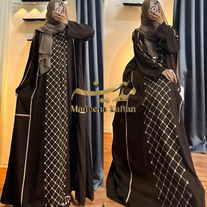 Faminuyi - Kaftan Abaya Wanita Motif MAFAZA Bahan Rayon Premium Adem Nyaman Ld 140 cm Busui Gamis Dr