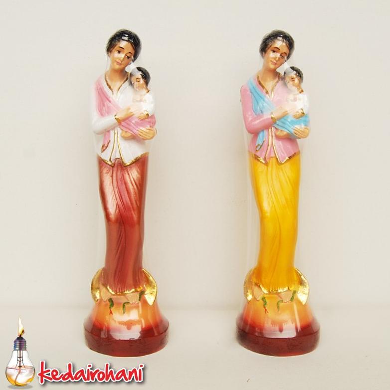 Patung Bunda Maria Jawa Gendong Yesus 30 cm Hadiah Rohani Arca Fiberglass Diskon