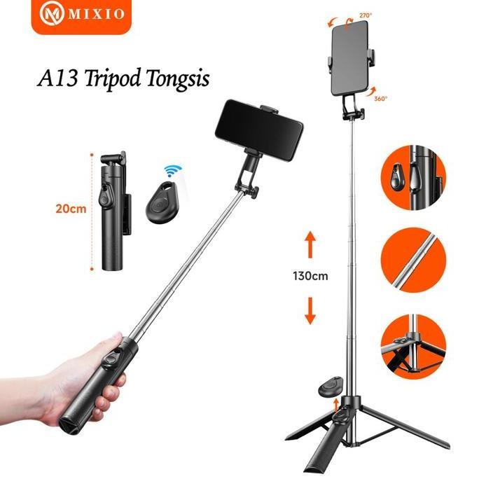 MIXIO A13 130CM Tongsis Bluetooth Selfie Stick Tripod Mini