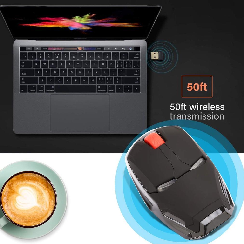 Mouse Wireless Optical Iron Man 2.4Ghz Mous Desain Karakter Super Hiro Avenger Marvel - Mose Optikal